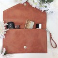 9161 -CAMEL PU LEATHER CLUTCH BAG